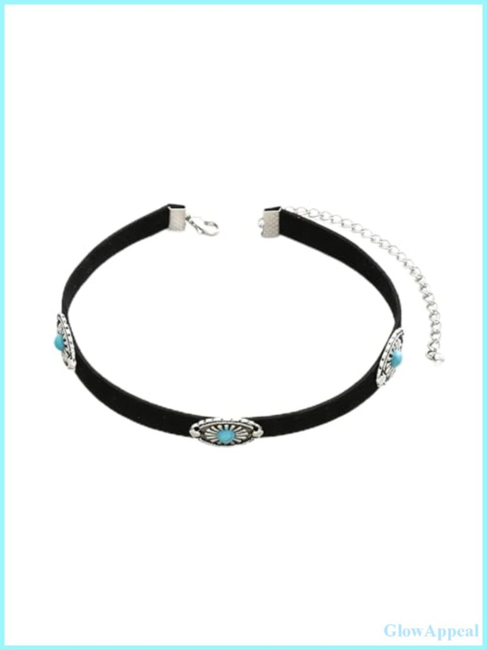 Turquoise Western Choker Necklace Faux Leather Adjustable Cowgirl
